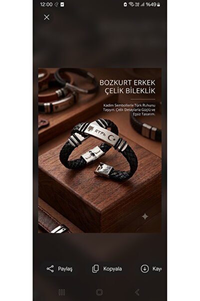 Boru Türk ayyildiz işlemeli celik bilekli