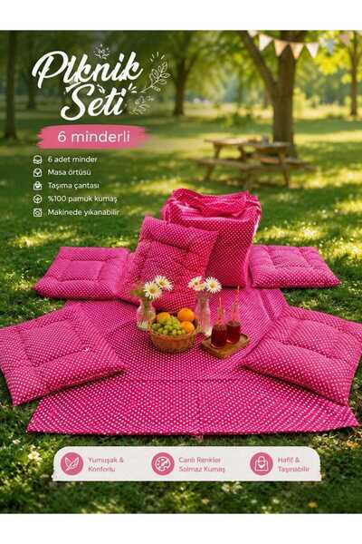 Erca Home Tekstil Ürünleri Çok Amaçlı Piknik Örtü Seti 4 Adet 50 x 50 Minder ...