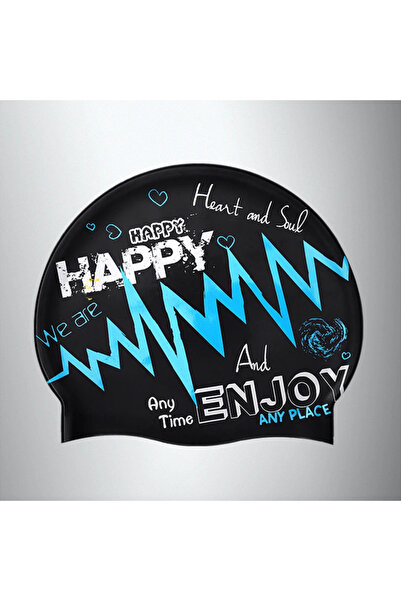 Choice1 black 1Pcs New fashionable adult unisex silicone swim cap in one size...