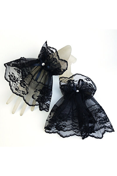 Choice1 black Women Short Arm Sleeves Lace Wrist Cuffs Bracelets Solid Black ...