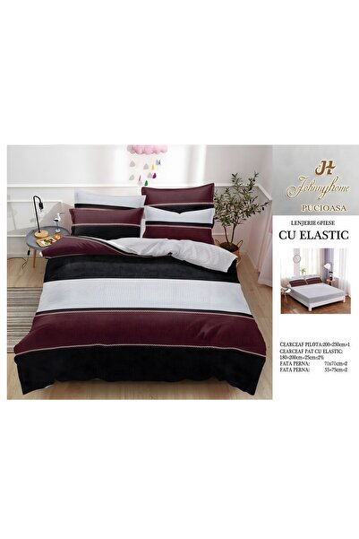 naniland.ro Lenjerie de Pat Bumbac Satinat 2 Persoane 6 Piese cu Elastic 180x...
