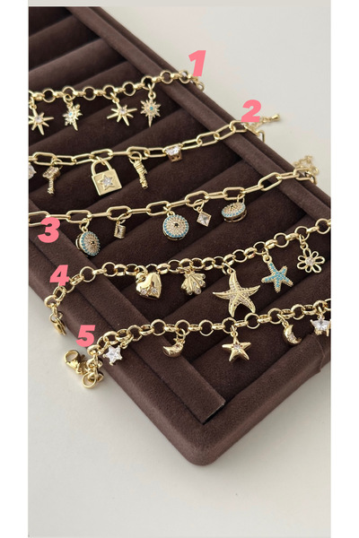Bade Jewelry Vip Gold Charmlı Modern Cetaş Design Anti-Tarnish Steel Bracelet...