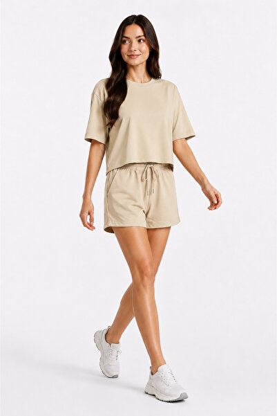 BARLİZ Kadın Yazlık Kısa kollu Kısa İkili Şort Takım