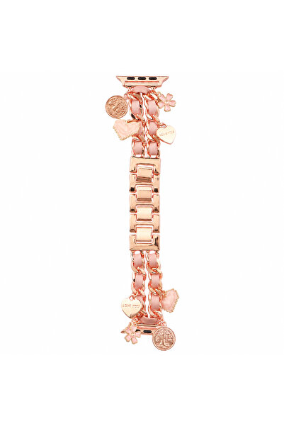 Casen Watch Saat 42mm Rose Gold Kalp ve Çiçek Tasarımlı Şık Kordon