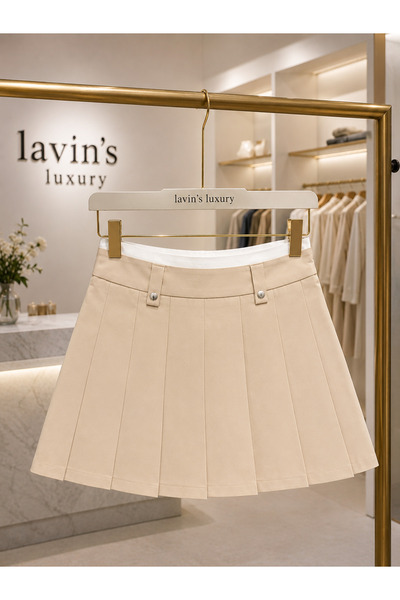 Generic Brand Lavin's Luxury Aura Beige Mini Skirt