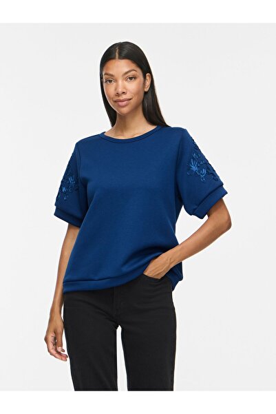 VILA Sweatshirt mit kurzen Ärmeln VISIFFI Rundhals