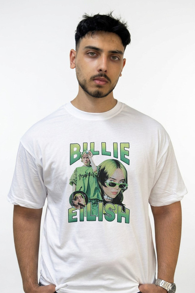 Anetos Billie Eilish_135 Design Printed Oversize White T-Shirt