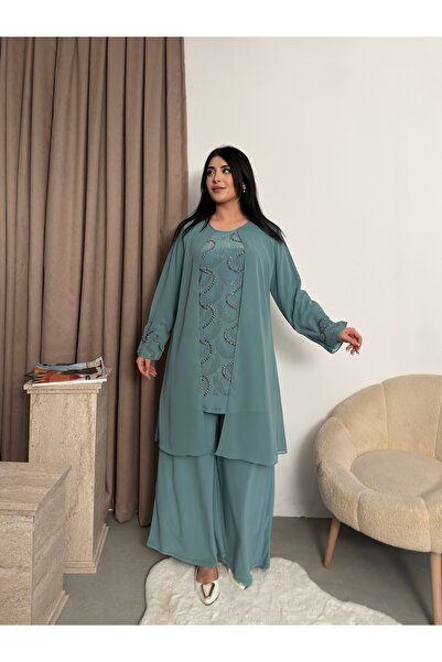 Miss Rosemoon Yeni Sezon Tesettür 3’lü Takım – Taş detaylı, Tunik ve Pantolon...