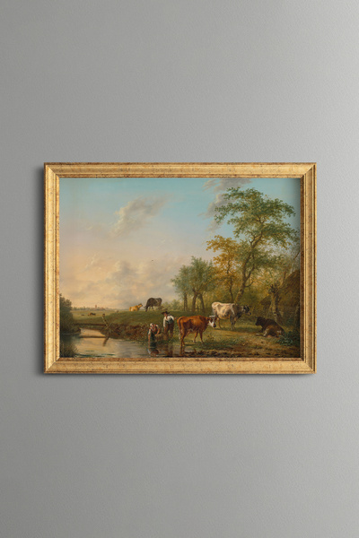 epiqart Scenery with Cows - Vintage Patterned Painting - Fine Model