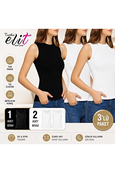 Tutku Elit Women's Zero Sleeve Elastane Crew Neck Zero Sleeve Cotton Undershi...