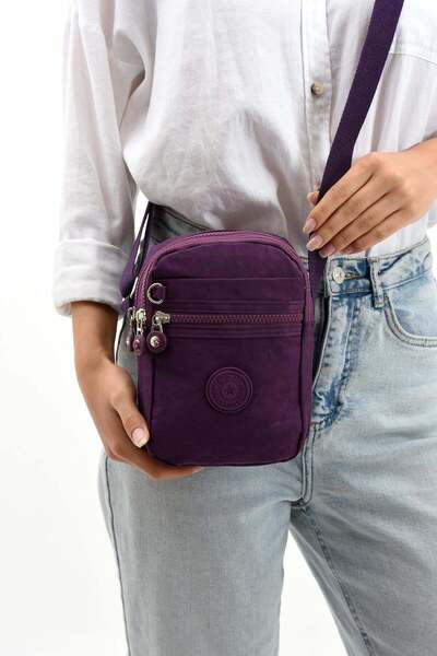 DUOMİNO New Season Purple Water Resistant Phone Bag Crinkle Crossbody Shoulde...