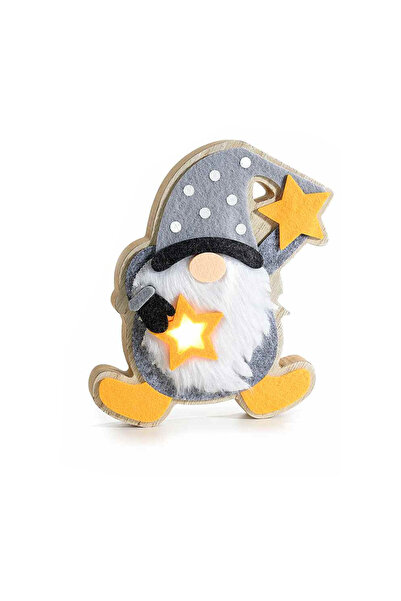 Decorer Gnome Figurine with LED, textile wood multicolor 12.5x3x17 cm
