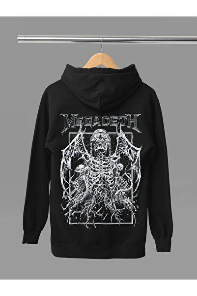 MAGORS Hanorac rock cu glugă din bumbac imprimat MEGADETH, cu mânecă lungă, c...