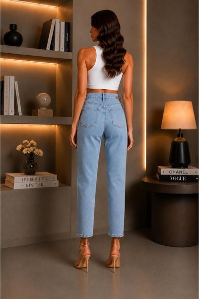 sushe Women's High Waist Mom Jeans