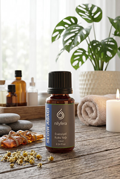 nilyfera Premium Sedir Ağacı Esansiyel Koku Yağı 10 ml - Buhurdanlık, Difüzör, Çamaşır, Mum ve Temizlik Esansı