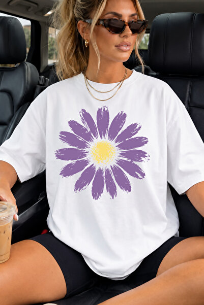Auryne Jewelry Oversize Vintage Wildflower Daisy Unisex Custom Design Print T...