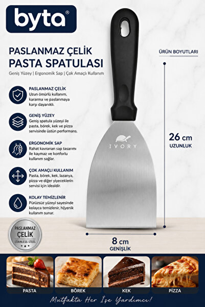 BYTA Stainless Steel Pastry Spatula 26X8 cm – Wide Spatula for Pastries, Pies...