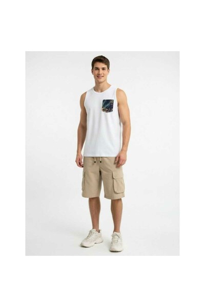 Jack & Jones Men's White Jjhonolulu Pocket Aop Tanktop Sl Undershirt
