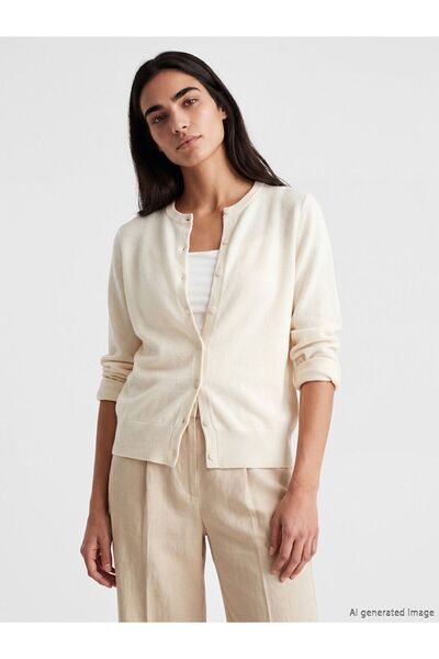LC Waikiki Lcw Vision White Crew Neck Women's Knitwear Cardigan