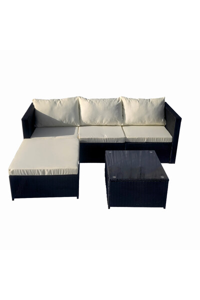 KlugMeister Set mobilier terasa/gradina tip ratan KJFR008, canapea + suport p...