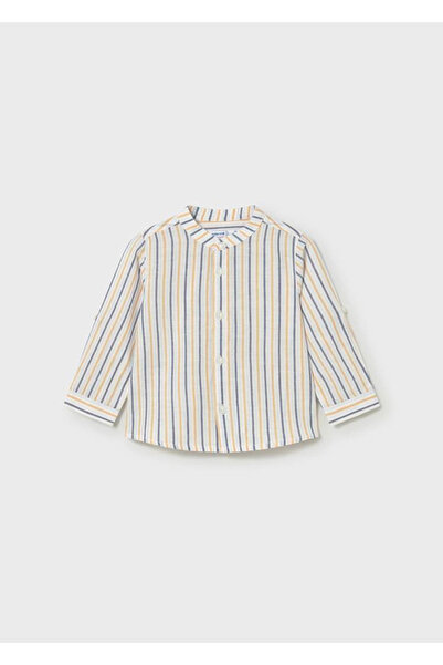 MAYORAL Baby Boy Linen Striped Stand Collar Shirt 1116