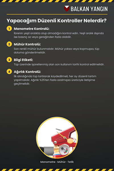 Balkan Ticaret 6 Kg Yangın Tüpü Tozlu KKT ABC Askı Aparatı Levha Talimat TSE HYB CE Belgeli