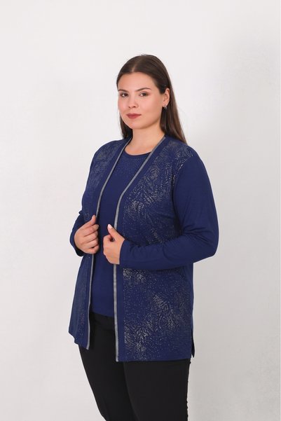 Lanze Costum subțire cu bluză cu mânecă scurtă și jachetă 5201T