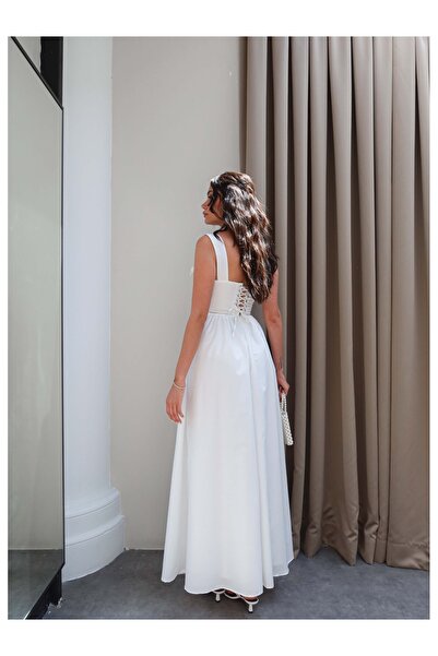 ESRAHELVACI Heart Neckline Dress with Back Tie Detail