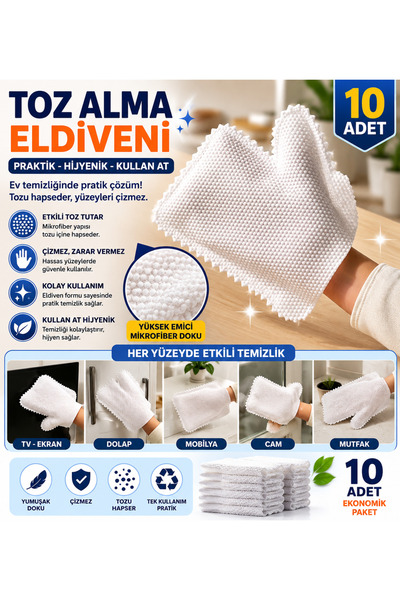 Ak Avm Temizlik Eldiveni Mikrofiber Toz Alma Eldiveni Çok Amaçlı Pratik Ev Te...