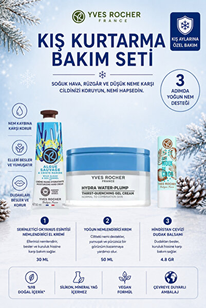 Yves Rocher Kış Kurtarma Bakım Seti Nemlendirici Krem El Kremi Dudak Balmı