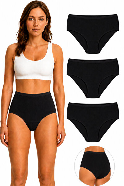 westicgiyim 3 Pack High Waist Striped Bato Women's Panties 100% Cotton Wide F...