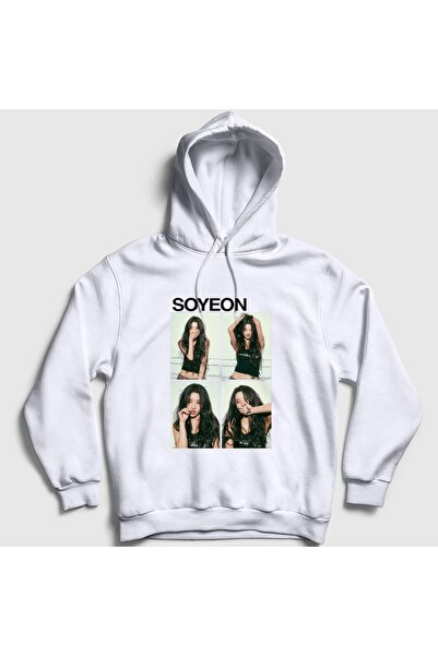 Presmono Unisex White Soyeon Feel K-Pop g I-Dle Hooded Sweatshirt 614187Tt