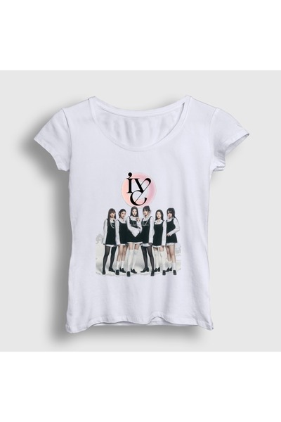 Presmono Women's White Poster K-Pop Ive T-Shirt 613810Tt