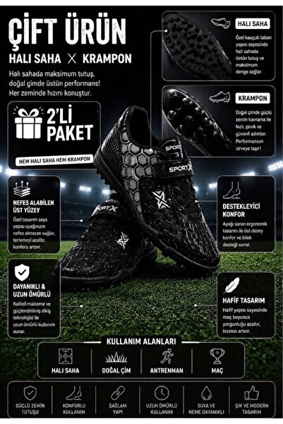 KANTEX Pantofi de fotbal confortabili pentru băieți, pentru teren sintetic, R...