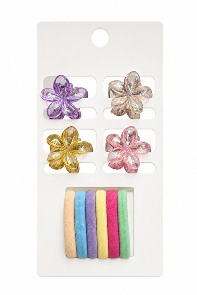 Jack Ferrero Set de mini agrafe florale și benzi de păr elastice multicolore ...
