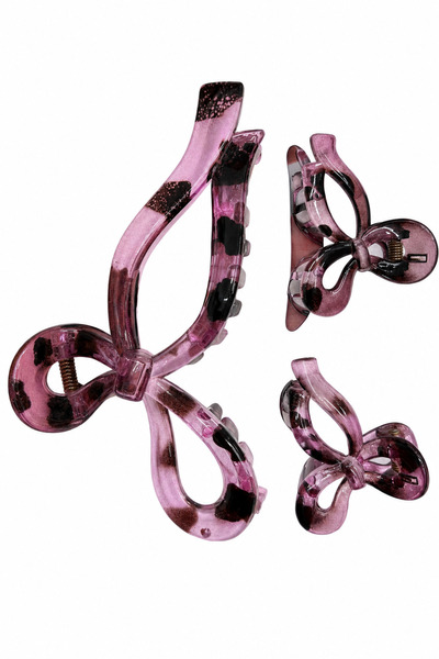 Jack Ferrero Purple and Black Patterned Bowknot Detailed Large and Small Size...