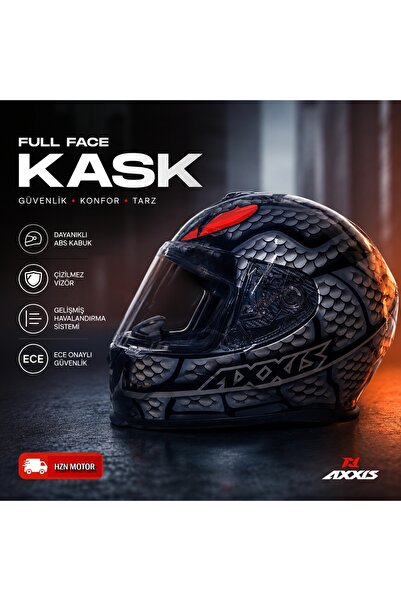 HZN MOTOR AXXIS Full Face Motosiklet Kaskı | ECE Onaylı, Konforlu ve Dayanıklı