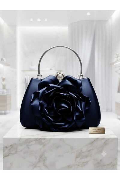 Famels Women's Evening Dress Navy Blue Bag with Handle, Wide Case Evening Dre...