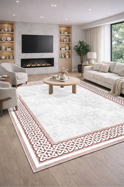 Lioara Home Modern Dijital Baskı Halı | Yıkanabilir Kaymaz Taban Salon Halısı