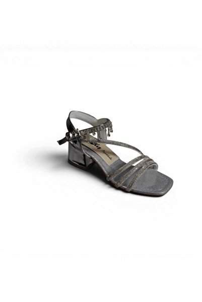 Yaz Kış Ayakkabı Yazkiş Girl's Black Silver 3cm Heeled Evening Dress Shoes