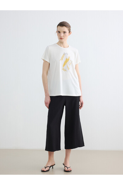 LC Waikiki Peak New Season Women's Textured Capri with Elastic Waist