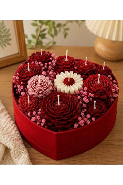 Yaratıcı sanatlar atölyesi Flower Bouquet Candle Set in a Gift Box Decorated ...