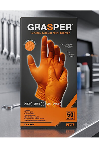 Grasper Turuncu Dokulu (XL BEDEN) Nitril Eldiven