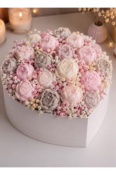 Yaratıcı sanatlar atölyesi Flower Bouquet Candle Set in a Gift Box Decorated ...