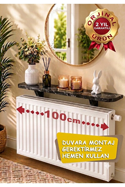 Zümra Ahşap Petek Üstü Uçan Raf Dresuar Siyah Mermer 100 cm