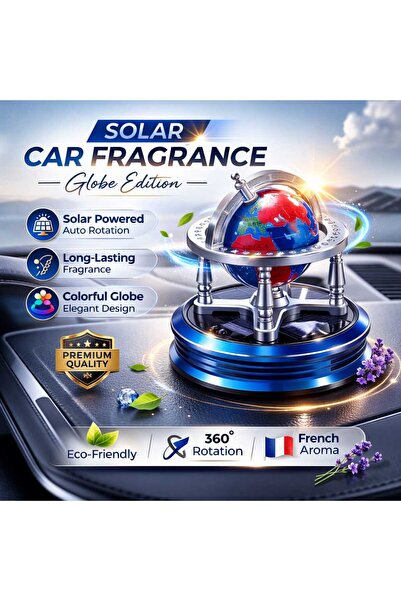 iqra Solar Globe Car Air Freshener Rotating Aromatherapy Dashboard Fragrance
