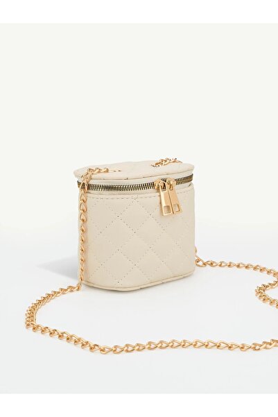 Beshora Lucia Beige Mini Box Quilted Patterned Chain Strap Crossbody Women's ...