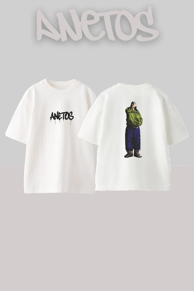 Anetos Tricou alb unisex cu imprimeu de design Billie Eilish_111, croială ove...