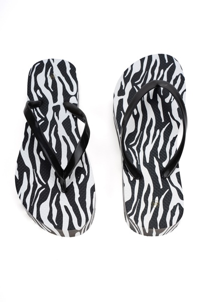OZYO Mandela High Heel Zebra Pattern Flip Flops