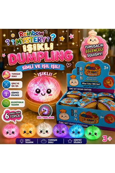 GenelTedarik Işıklı Dumpling Çin Mantısı Squishy Sürpriz Oyuncak Simli Stres ...